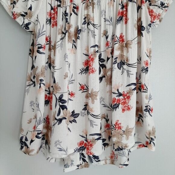 AMERICAN EAGLE | Off Shoulder Smocked Blouse Pin Striped Top Sz M - Picture 8 of 12